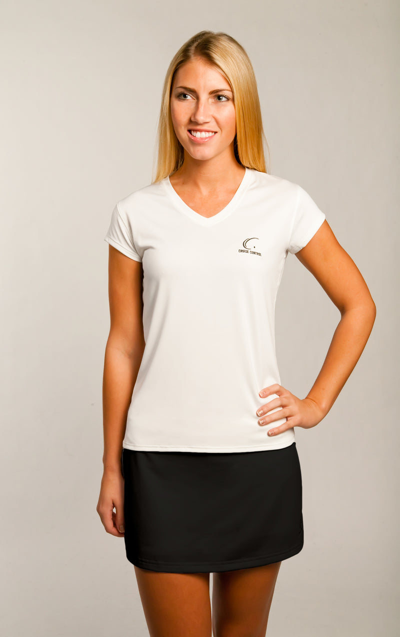 Women’s Athletic Workout Cap Sleeve T-Shirt in White