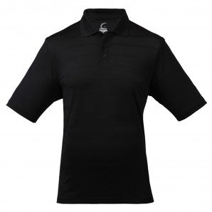 Men's Athletic Collared Jersey Pique Polo in Black