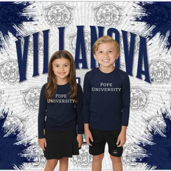 Kids Pope University Navy Long Sleeve performance tee