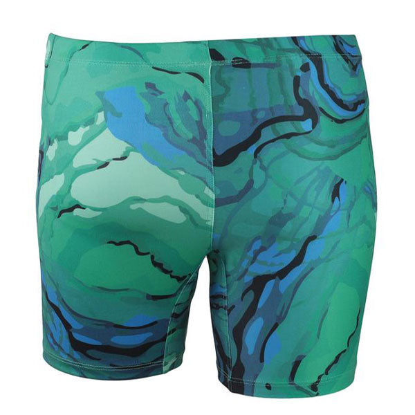 Women's Compression Athletic Short in Green and Blue Tropical Twist