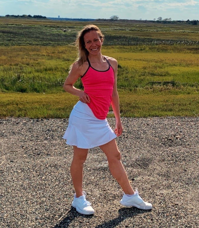 White Trumpet Mesh Skort