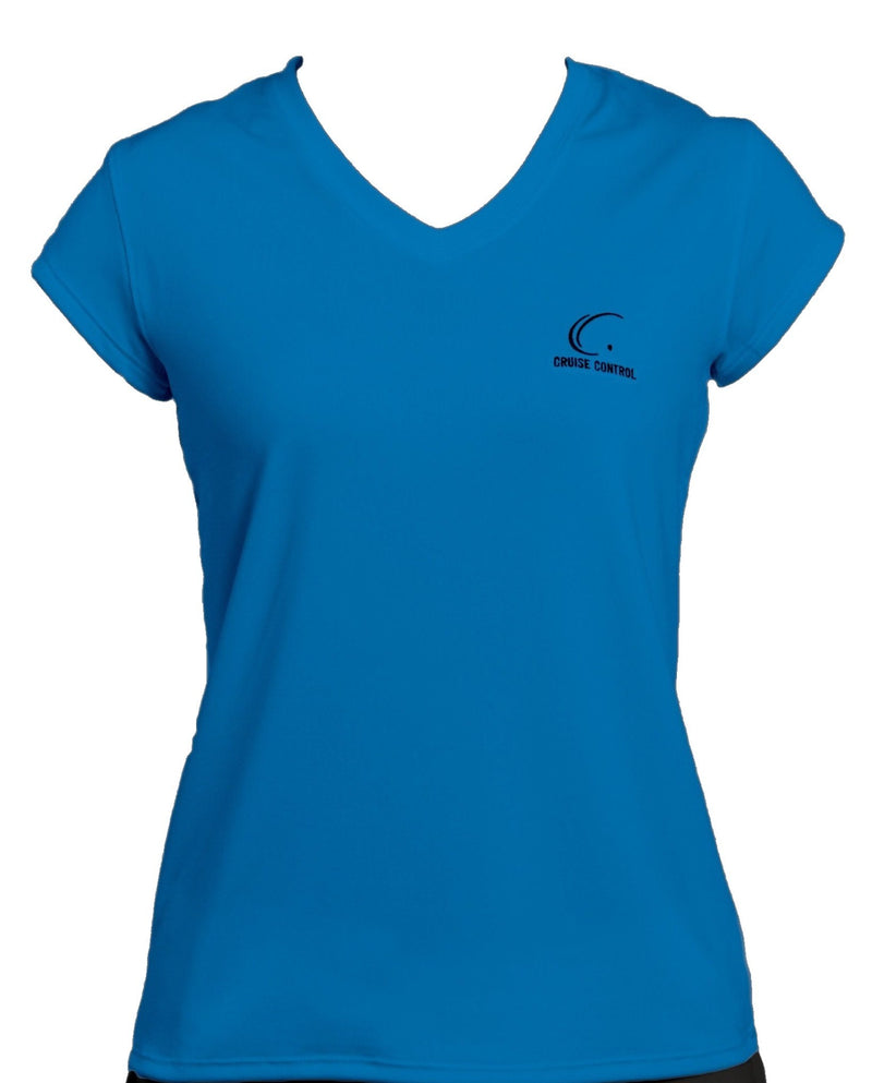 Women’s Athletic Workout Cap Sleeve T-Shirt in Blue