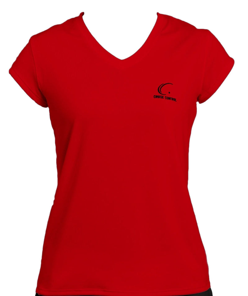 Women’s Athletic Workout Cap Sleeve T-Shirt in Red