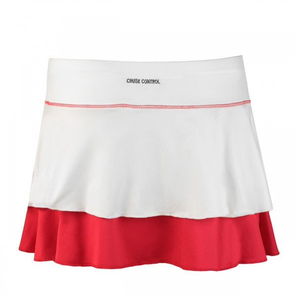 Women’s Double Layered Tennis Skort in White and Red