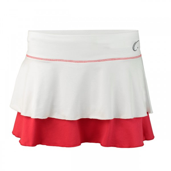 Women’s Double Layered Tennis Skort in White and Red