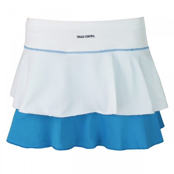 Women’s Double Layered Tennis Skort in White and Blue