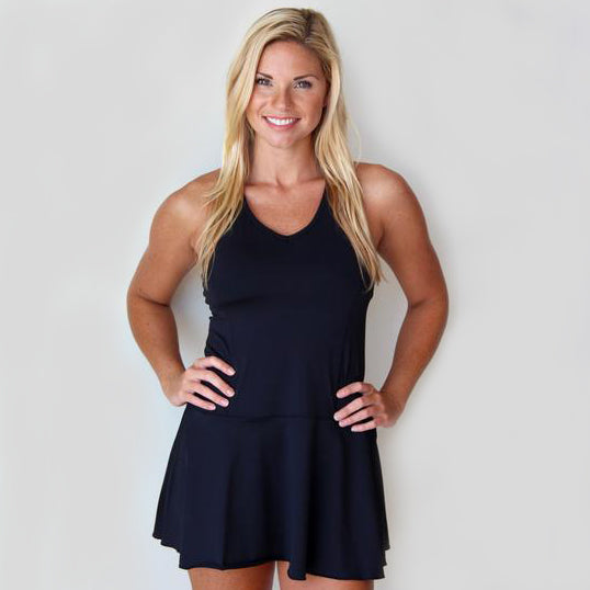 Women’s Tennis Fit & Flair Dress in Black