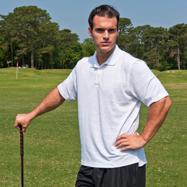 Men's Athletic Collared Jersey Pique Polo in White